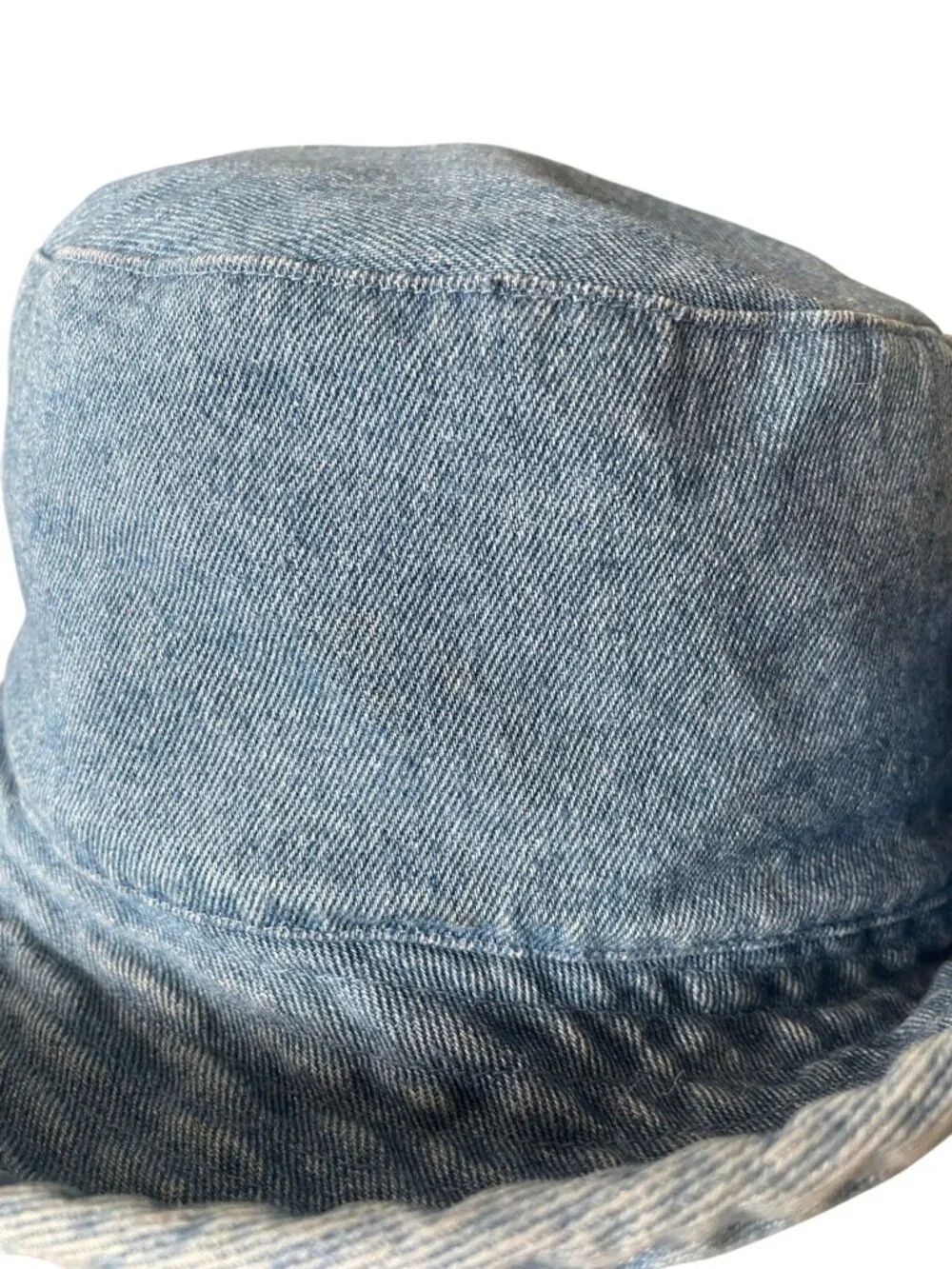 Vintage 90s Denim Bucket Hat w/ Blue Daisy Flower Accent, 100% Cotton - Picture 5 of 10